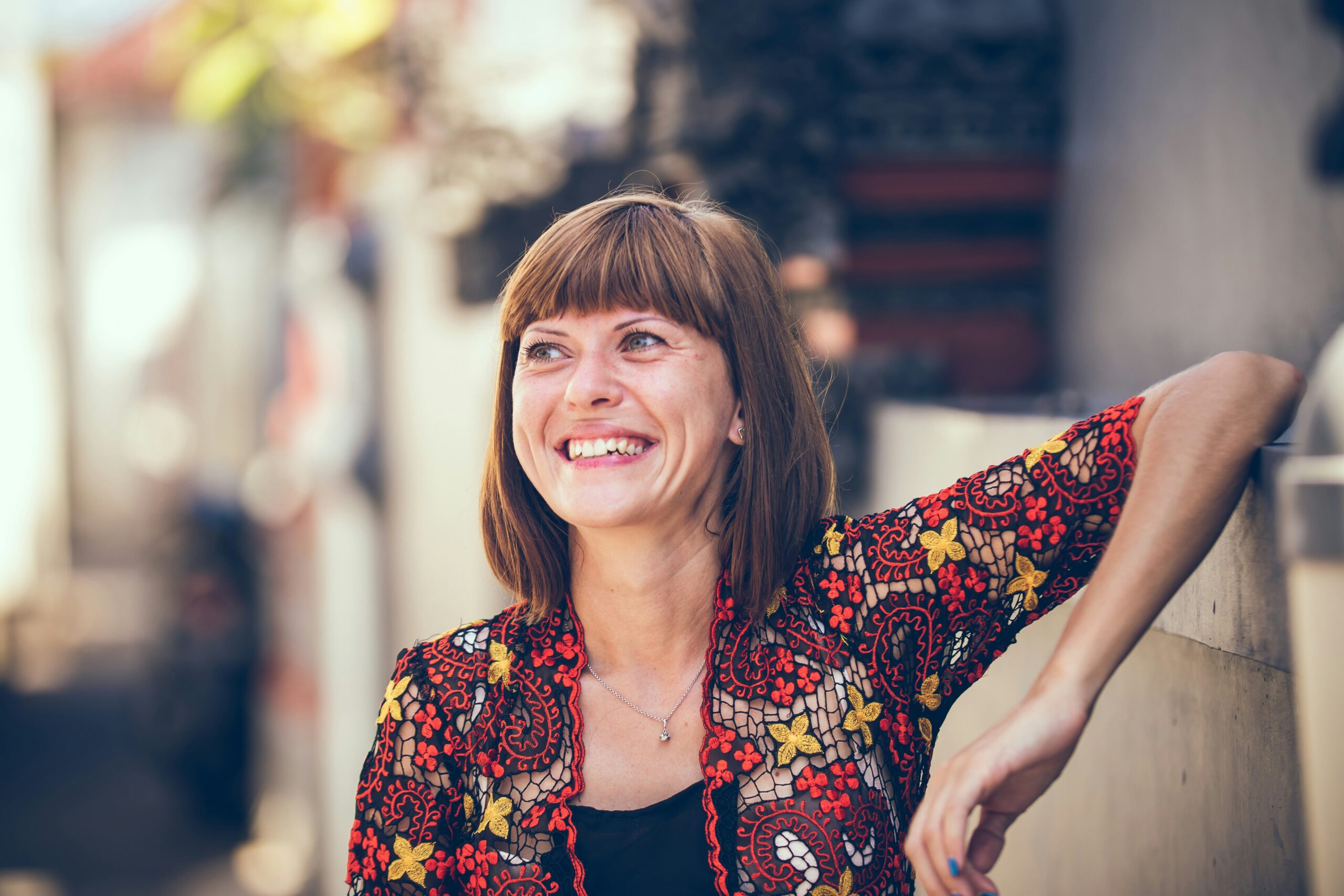Portrait of European woman in balinese costume