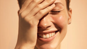Close-up of healthy natural skin in a woman in her 20s or 30s