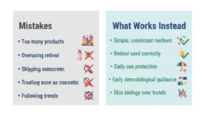 Common skincare mistakes compared to evidence-based dermatology solutions