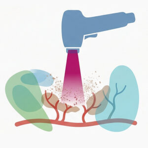 Illustration of laser targeting pigment in the skin with precision and minimal surrounding damage