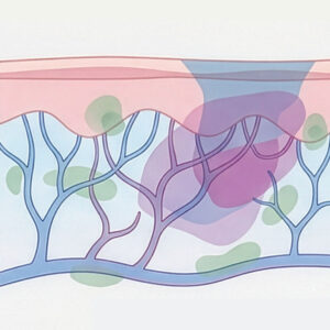 Illustration of deeper skin layers showing complex pigment deposits beyond the surface